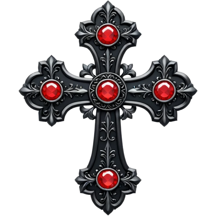 Black cross gothic with red gems emoji