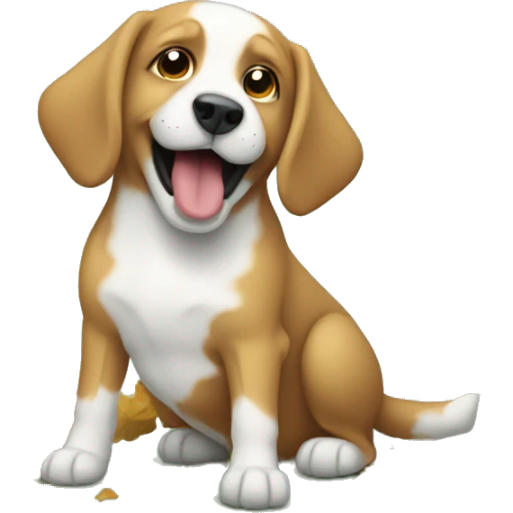 Dog playing with leaves emoji