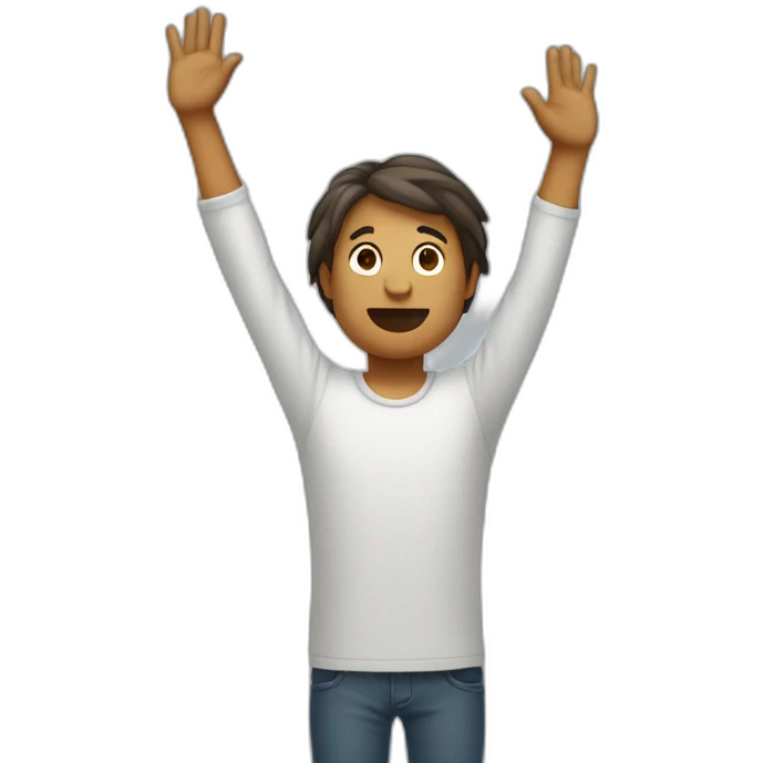 Blind man raising hands up and showing underarm with hair emoji