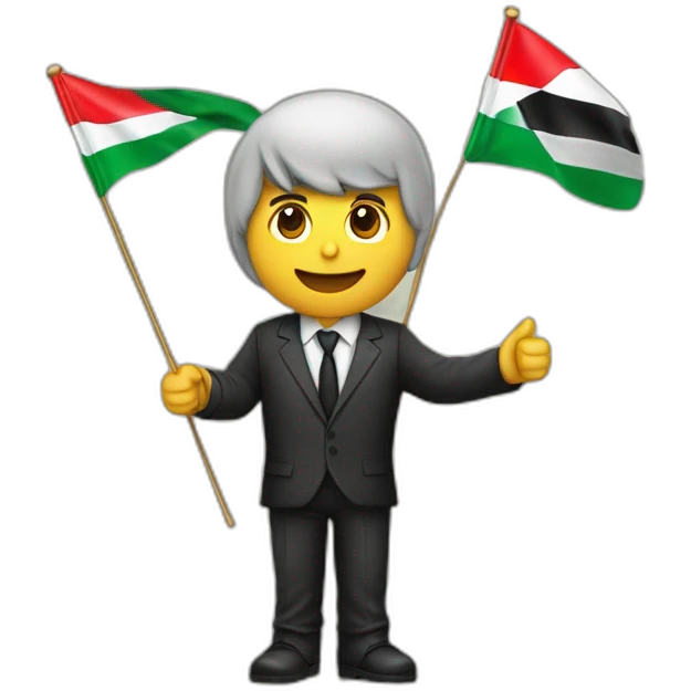 javier milei con la bandera de palestina emoji