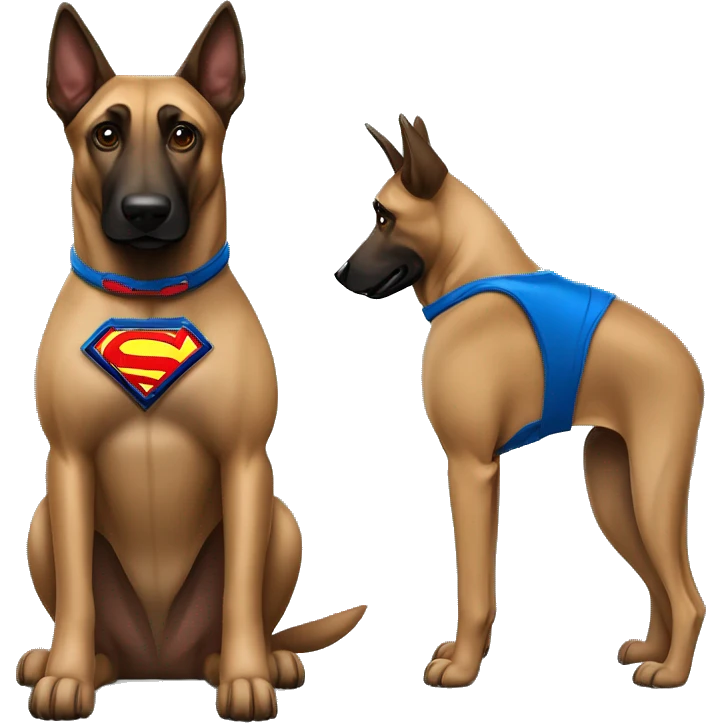 Belgian Malinois Dog Breed Full Body superman hero emoji