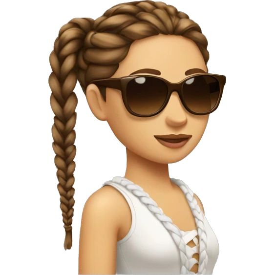 amazon with French braids, brown hair and sunglasses emoji