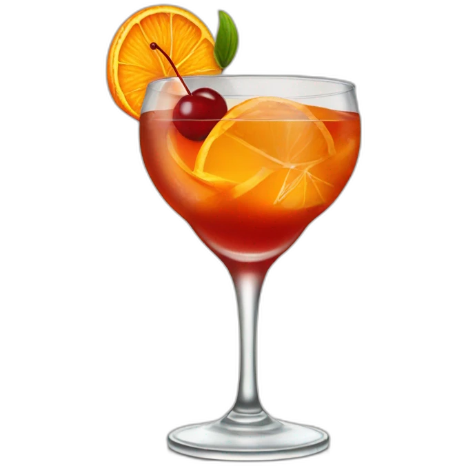 an old fashioned cocktail with a cherry in it and a twisted orange peel emoji