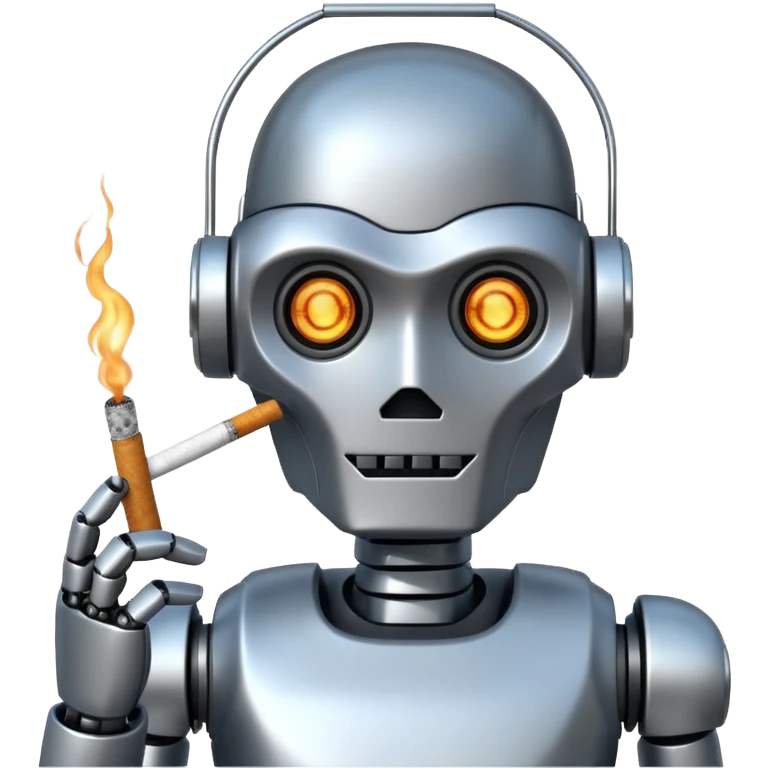 robot with a cigarette emoji