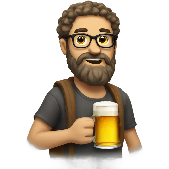 bearded guy with glasses meme drinking a beer  emoji
