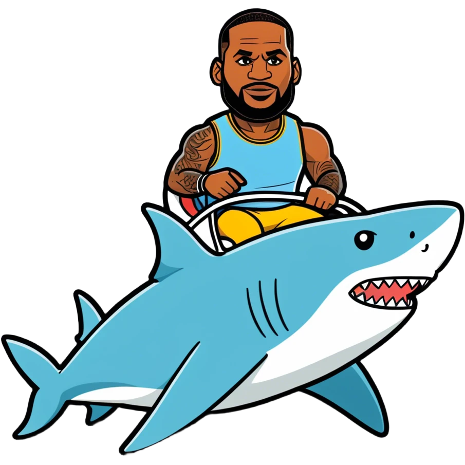 lebron james riding a shark emoji