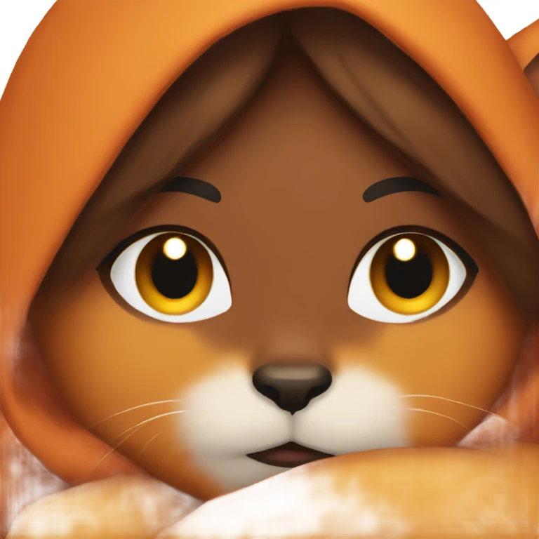 brown girl snuggling fluffy orange cat emoji