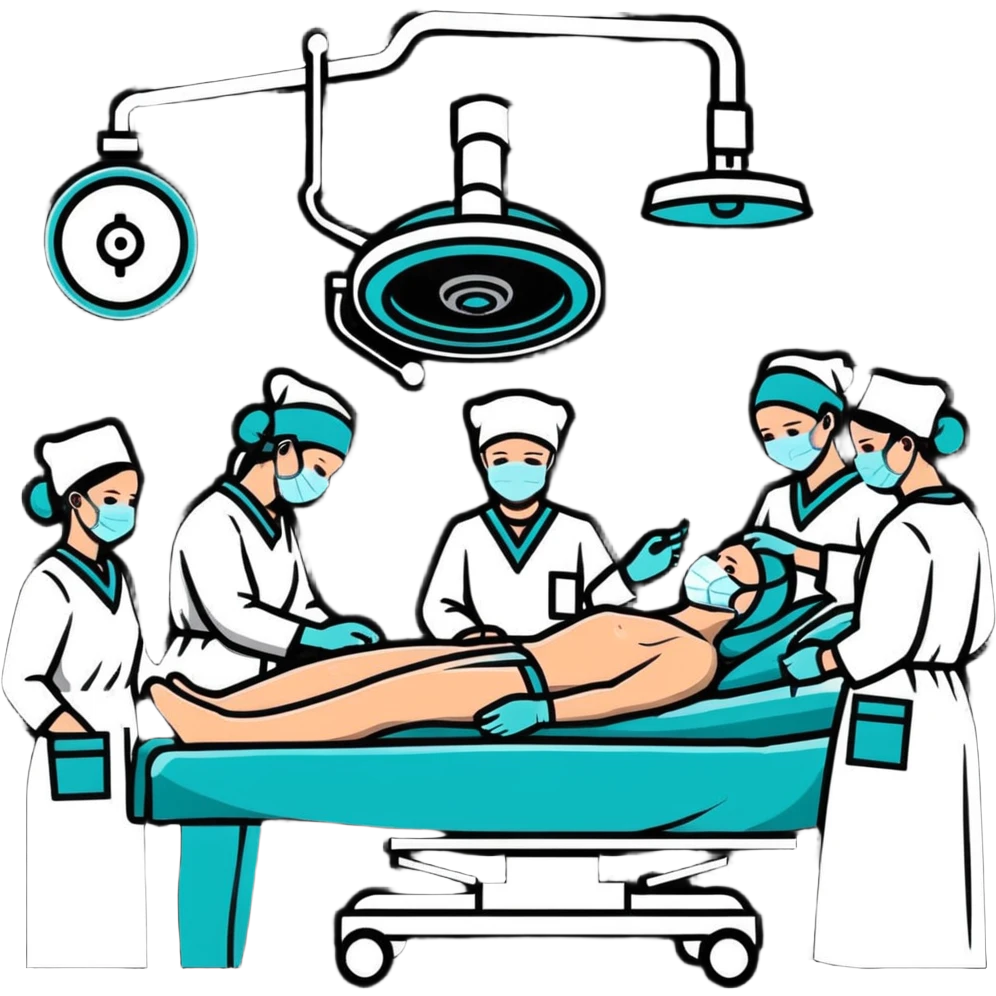 Surgery operation with doctors and nurses in an operating room emoji