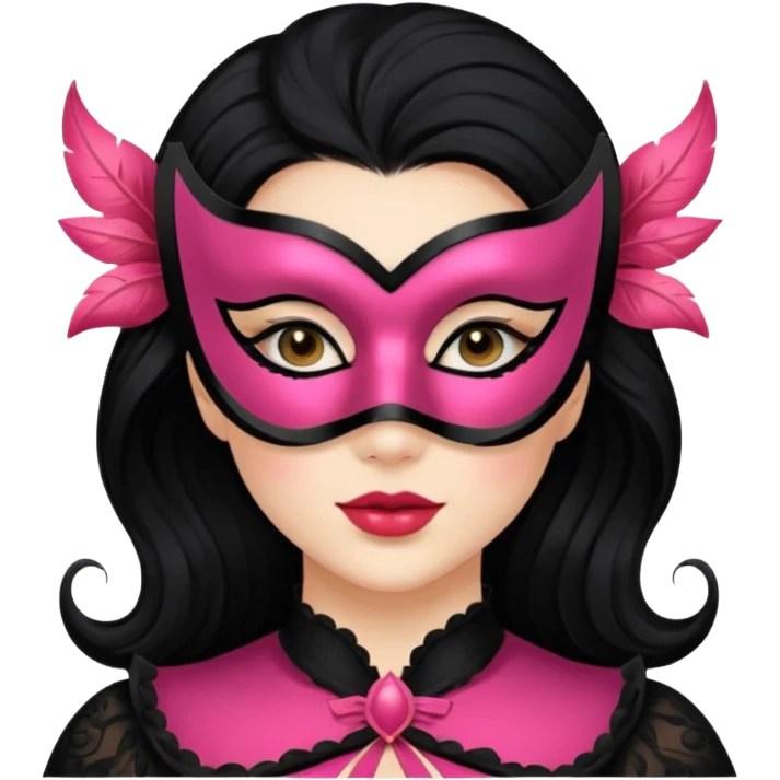 masquerade masked white woman black hair emoji
