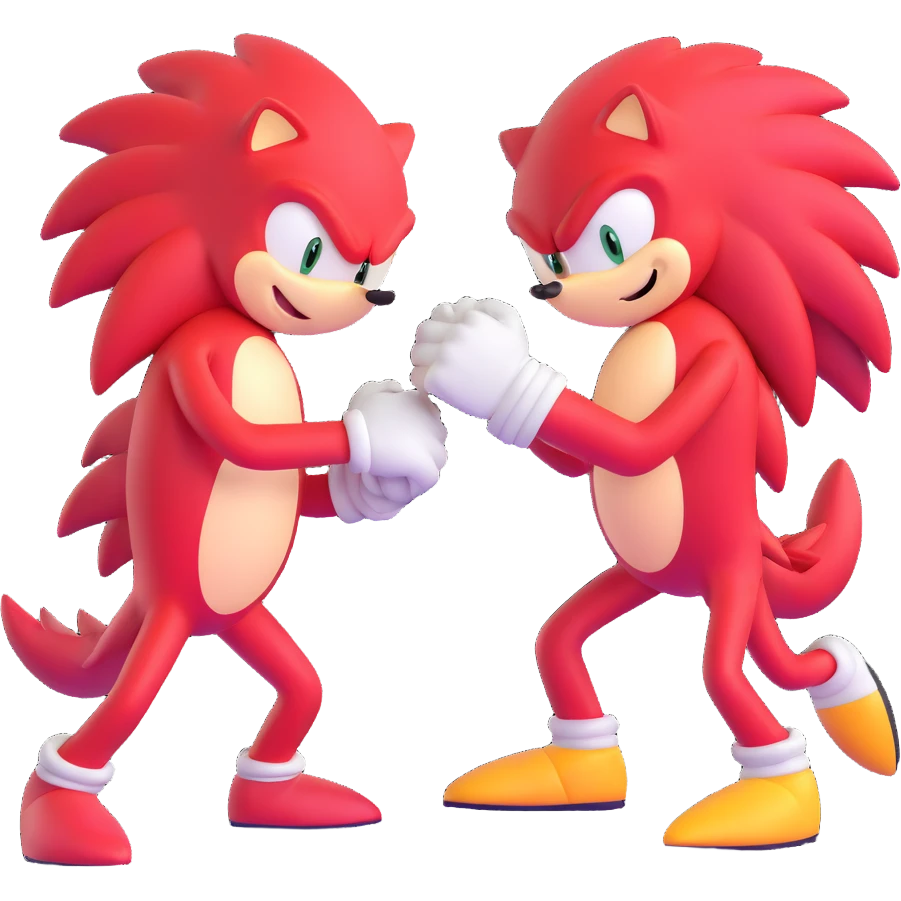 Sonic the Hedgehog and Knuckles the Echidna fist bumping emoji