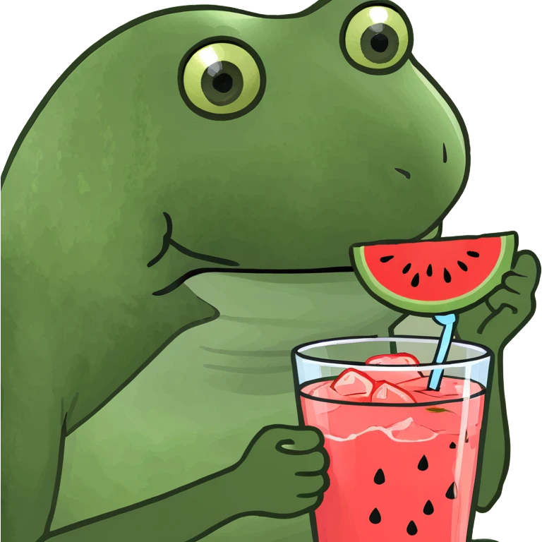Watermelon juice with ice and a lemon piece on the cup emoji