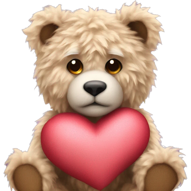 realistic fluffy Valentine's teddy  emoji