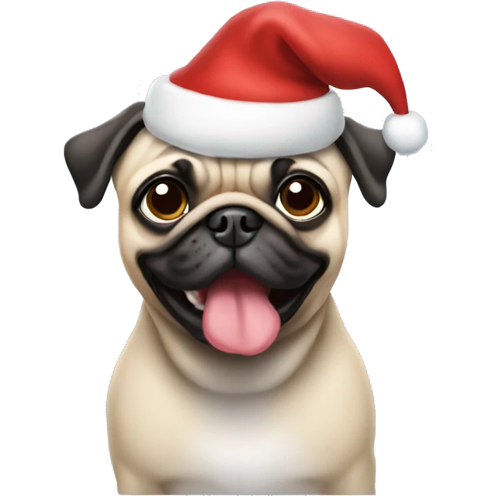 Pug with Santa hat emoji