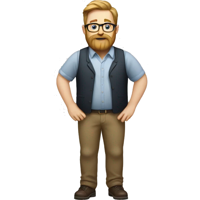 Nerdy White man with big belly and beard  emoji