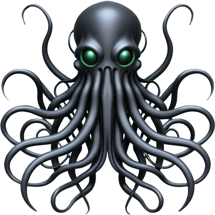 network of dark black wires and tubes forming a surreal Cthulhu creature, Giger-inspired emoji