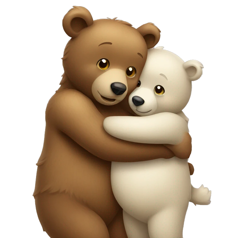 two cute bears hugging emoji