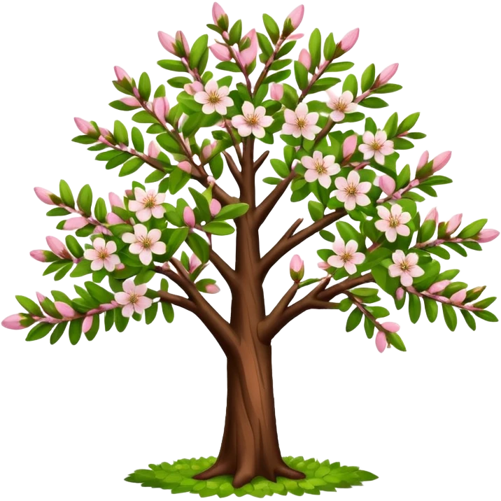 big almond tree with almost green leaves emoji