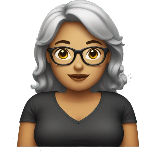 Woman with big belly and glasses emoji