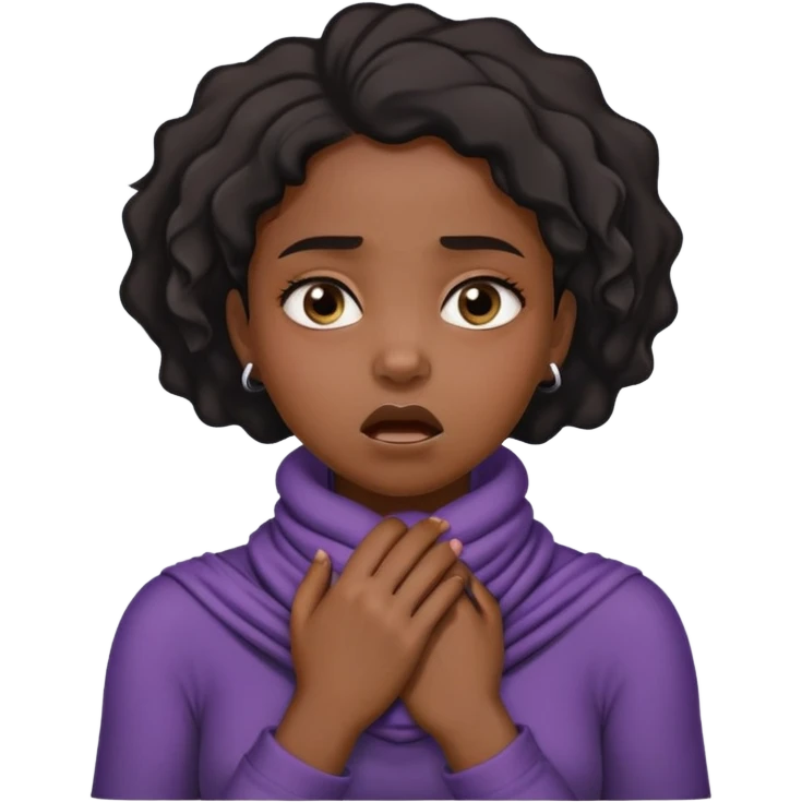 Black girl with her hands wrapped around her neck choking herself emoji