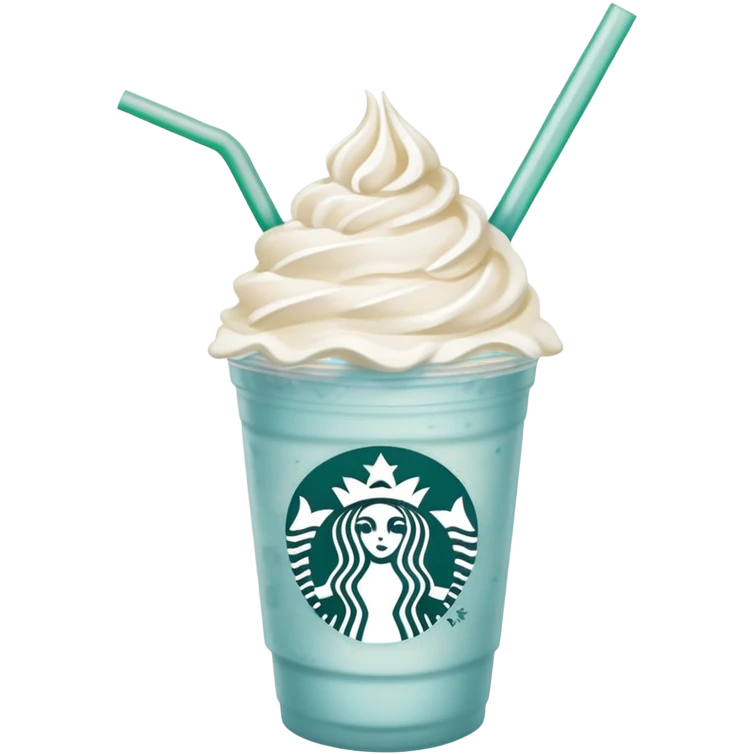  Pale Blue Starbucks Frappuccino with whipped cream and a straw emoji