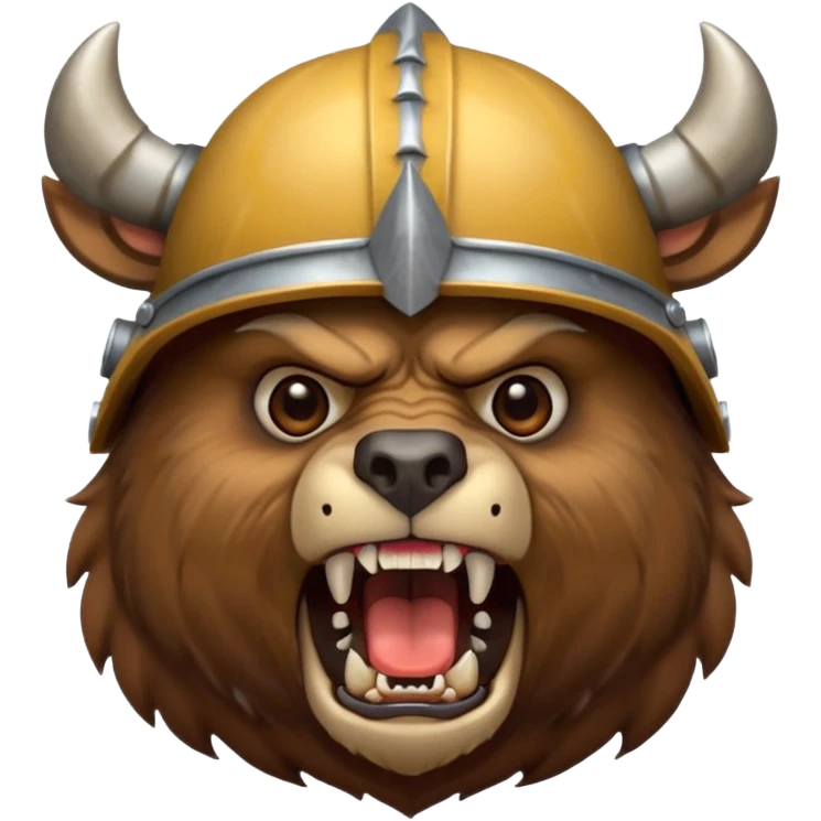 Bear wearing horned helmet growling emoji