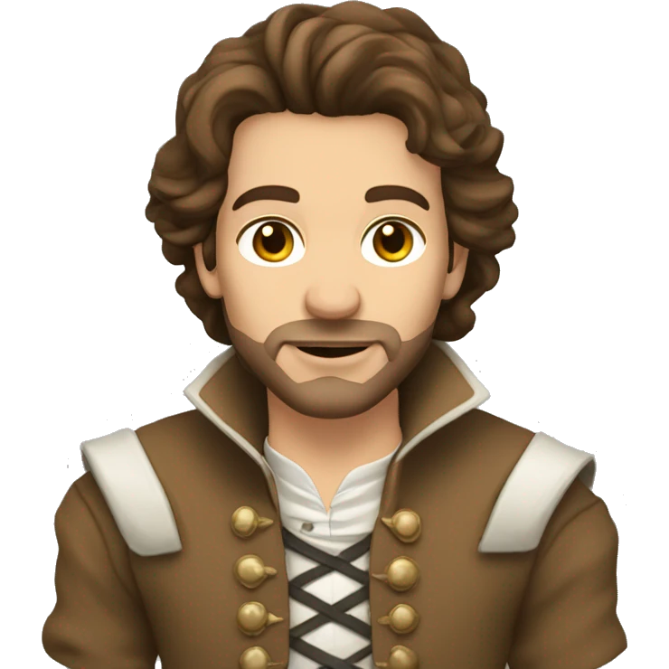 Musketeer beige jaket brown hair no mustache emoji