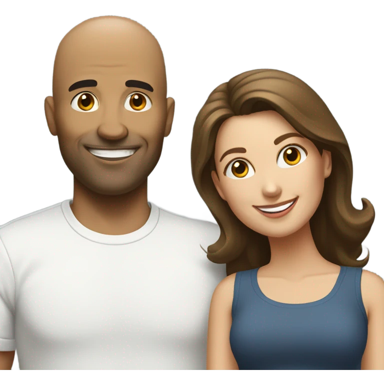 Bald Hispanic man and brunette white woman best friend  emoji
