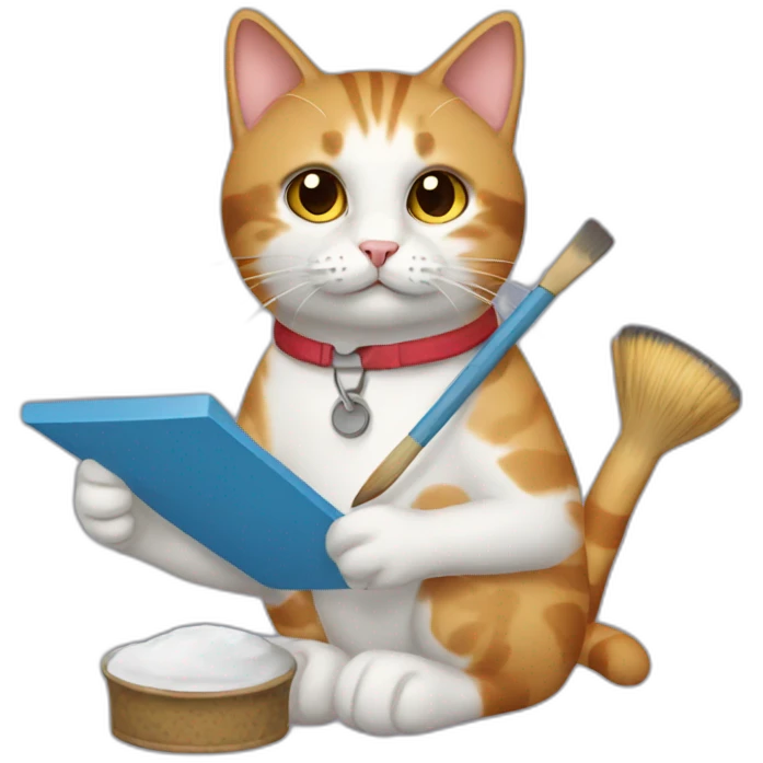 Cat painter with palette emoji