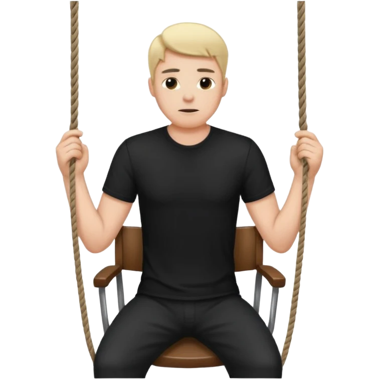 A man standing in the chair and looking at the hanging rope thinking to suicide  emoji