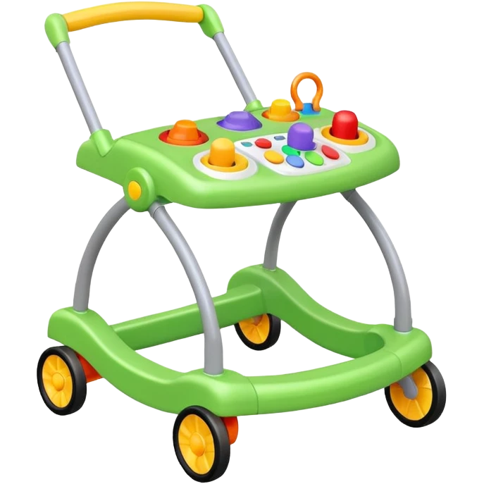 green baby walker with toys on it emoji