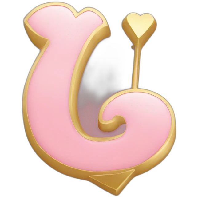 Arrow going through a love heart in the shape of the letter B light pink and gold emoji