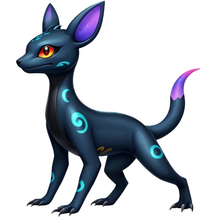 Colorful Dark Shiny Exotic Salandit-Umbreon-Quilava-Fakémon-hybrid-creature (full body)  emoji