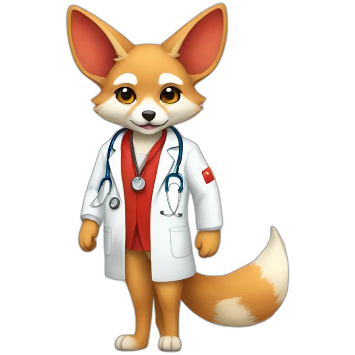 red fennec in medical coat emoji