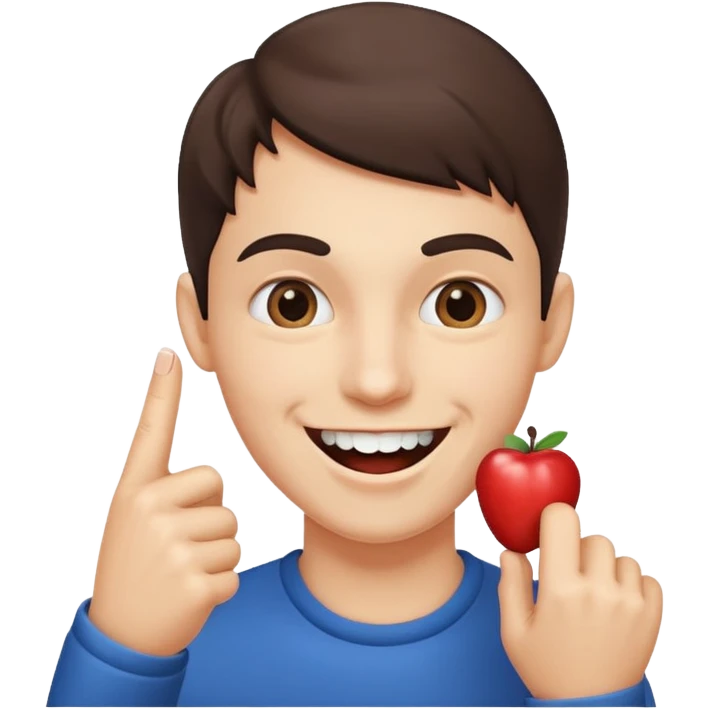 happy face biting pointer finger and smiling  emoji