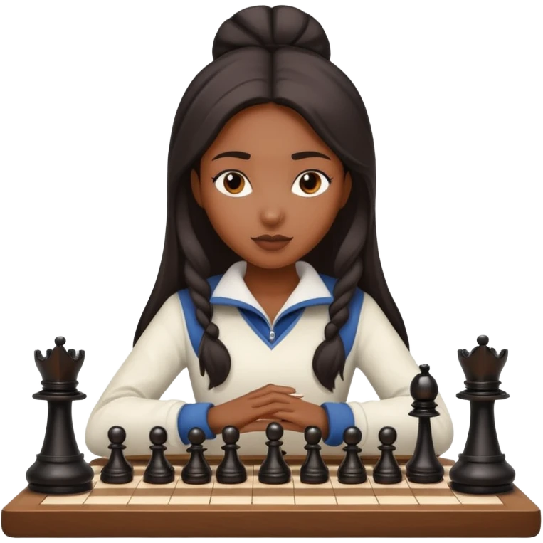 black girl playing chess emoji