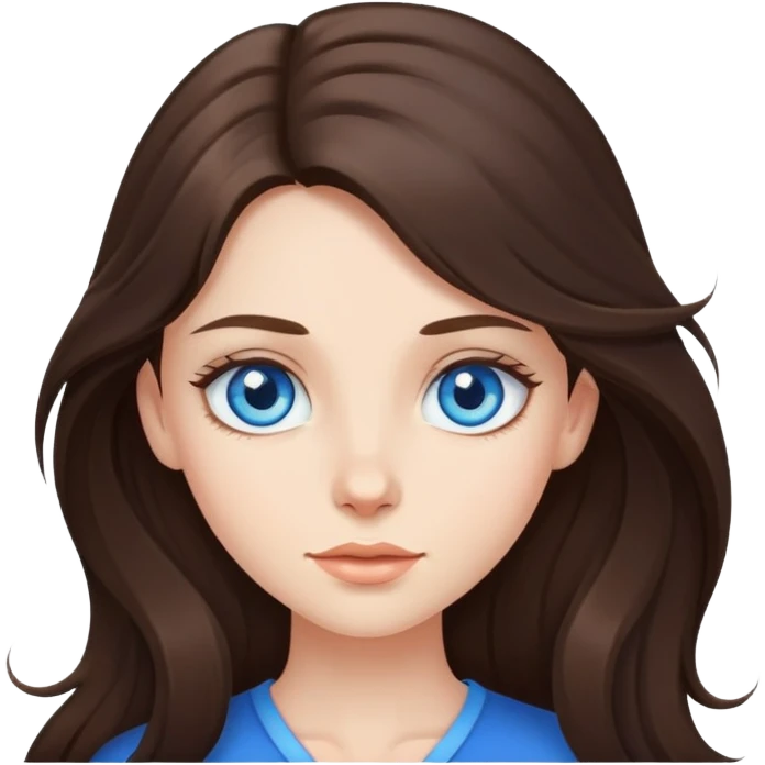 long hair brunette girl gamer with blue eyes emoji