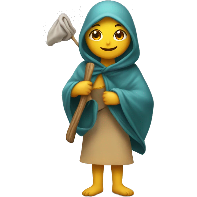 Chica dentro de una manta y un ganchillo emoji