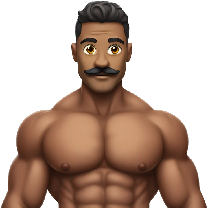 gay bodybuilder with mustache in jockstrap realistic emoji
