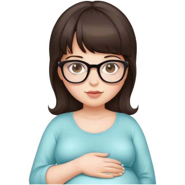 pregnant brunette with glasses and bangs emoji
