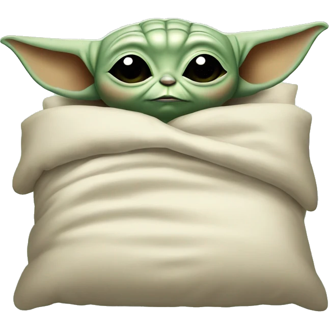 baby yoda lies in bed with eyes closed emoji