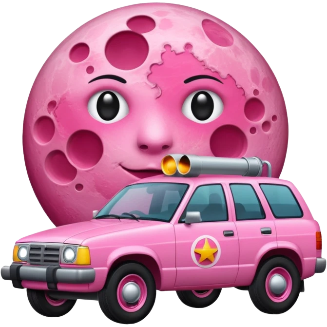 a pink full moon with a pink patrol/fuel pump attached to it emoji