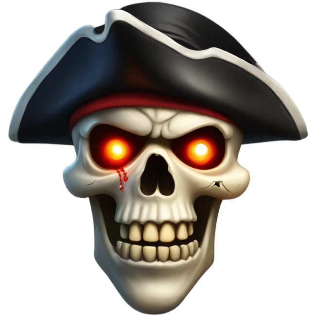 Scary pirate skull with glowing red eyes emoji