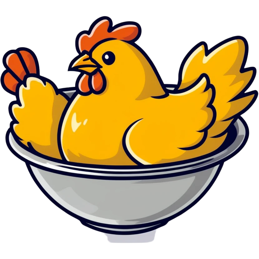 extra crispy golden fried chicken in a silver stainless steel bowl emoji