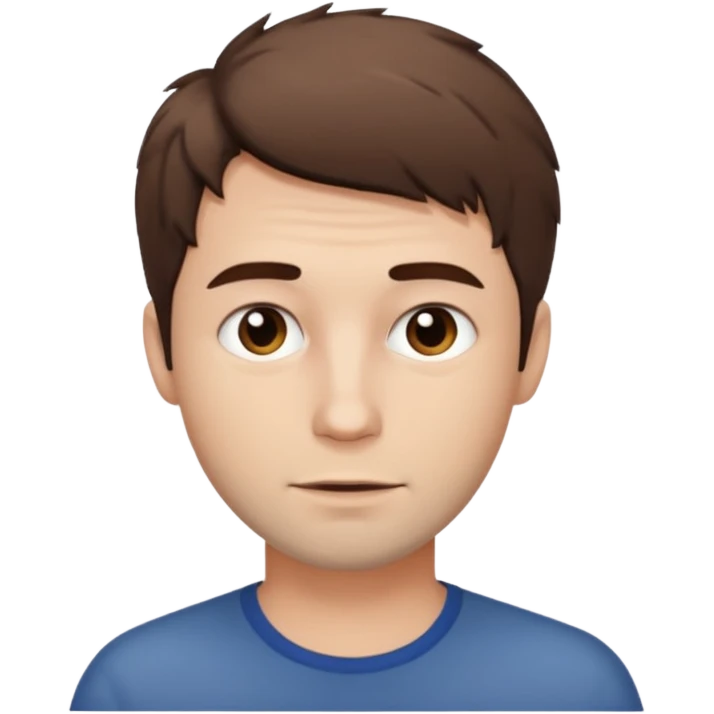 Create an emoji of a man with white skin and short brown but slightly messy hair emoji