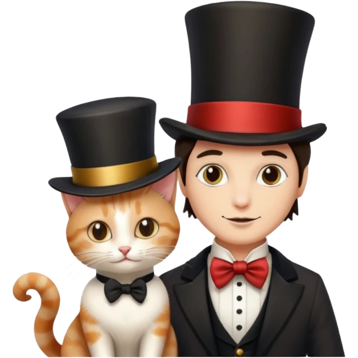 magician couple and their pet cat emoji