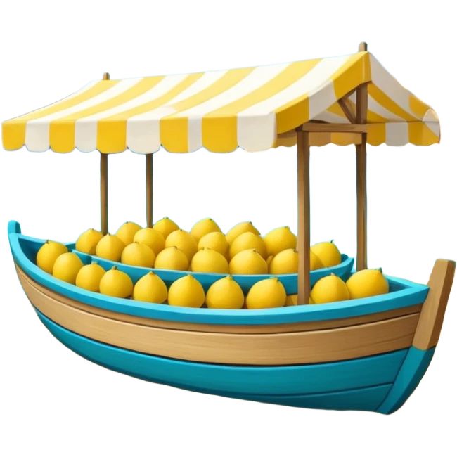 Mediterranean lemon stand by the sea, blue and white striped canopy
Fresh yellow lemons stacked, wooden boats and turquoise water background
Bright sunlight, Italian coastal summer vibe, vibrant colors emoji