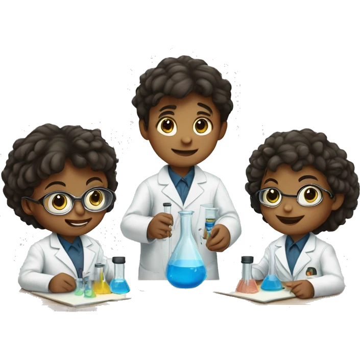 A pair of child scientists in the middle of an experiment (one girl and one boy) emoji