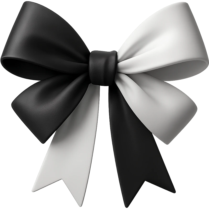 black white bow 3d , remove background emoji