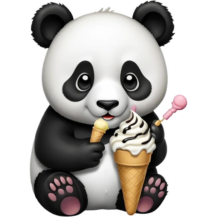 Panda eating ice cream emoji