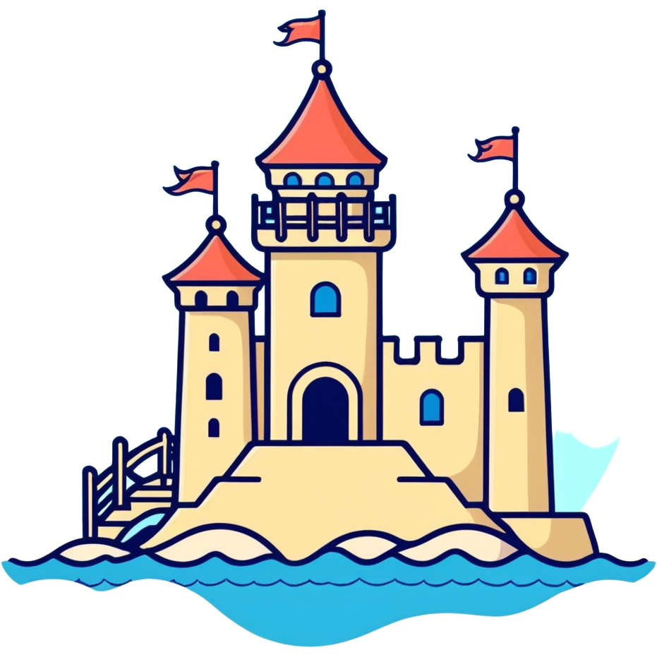 sea castle, cartoonish sticker style emoji